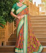   multicolor printed brasso saree with blouse