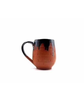Esvar Stonecraft Handmade Ceramic Cotted Terracotta Coffee Mug with Traditional Bricks Design 1