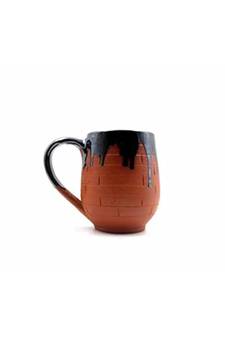 Esvar Stonecraft Handmade Ceramic Cotted Terracotta Coffee Mug with Traditional Bricks Design