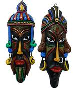 ESVAR STONECRAFT Present Pair of Terracotta Wall Hanging Mask of Delightful Multicoloured