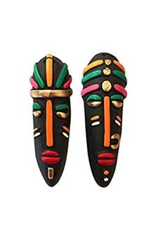 ESVAR STONECRAFT Present One Pair of Terracotta Wall Hanging Multicoloured Tribal Mask