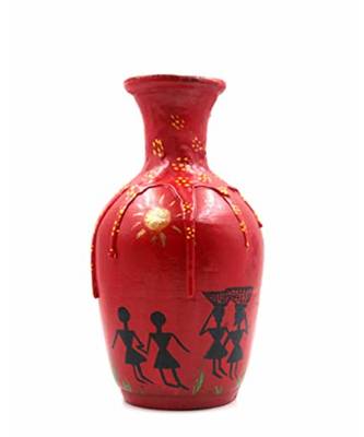 ESVAR STONECRAFT Present A Terracotta Flower Vase Of Red Colour 2