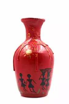 ESVAR STONECRAFT Present A Terracotta Flower Vase Of Red Colour