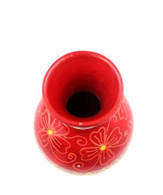 ESVAR STONECRAFT Present A Terracotta Flower Vase with Dynamic Red Multicoloured 1