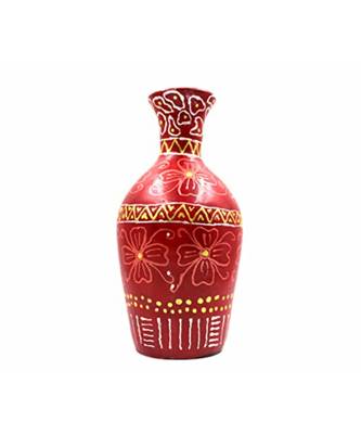 ESVAR STONECRAFT Present A Terracotta Flower Vase with Dynamic Red Multicoloured 2