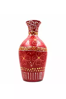 ESVAR STONECRAFT Present A Terracotta Flower Vase with Dynamic Red Multicoloured