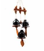 ESVAR STONECRAFT Present A Terracotta Ceramic Coated Black Wind Chimes With (THREE BELLS)