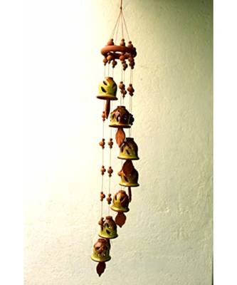 ESVAR STONECRAFT Present A Terracotta Ceramic Coated Green Wind Chimes With (SEVEN BELLS) 1