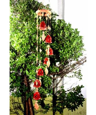 ESVAR STONECRAFT Present A Terracotta Ceramic Coated Red Wind Chimes With (SEVEN BELLS) 1