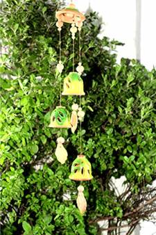 ESVAR STONECRAFT Present A Terracotta Ceramic Coated Green Wind Chimes With (THREE BELLS)