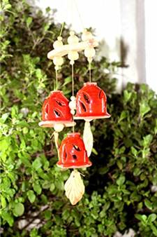 ESVAR STONECRAFT Present A Terracotta Ceramic Coated Red Wind Chimes With (THREE BELLS)
