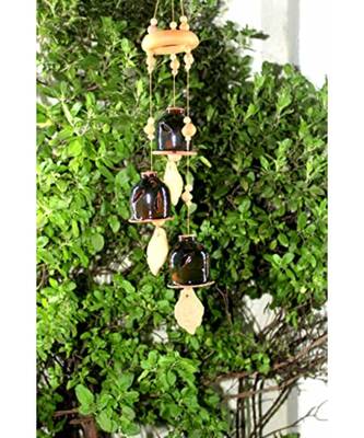 ESVAR STONECRAFT Present A Terracotta Ceramic Coated Black Wind Chimes With (THREE BELLS) 1