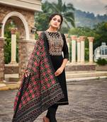 Black embroidered silk cotton salwar