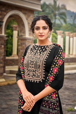 Black embroidered silk cotton salwar 2