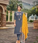 Grey embroidered silk cotton salwar
