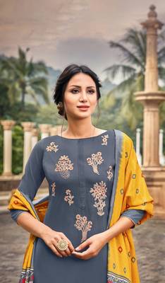 Grey embroidered silk cotton salwar 2