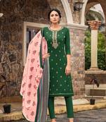 Green embroidered silk cotton salwar
