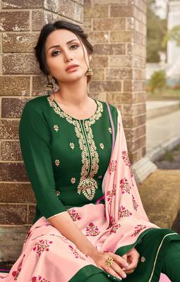 Green embroidered silk cotton salwar 2