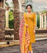 Mustard embroidered silk cotton salwar