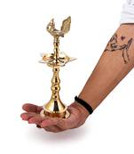 ROLIMOLI Brass Pure Kerala KuthuVilakku Peacock Design Top Long stand Diya Samay Diya for Pooja