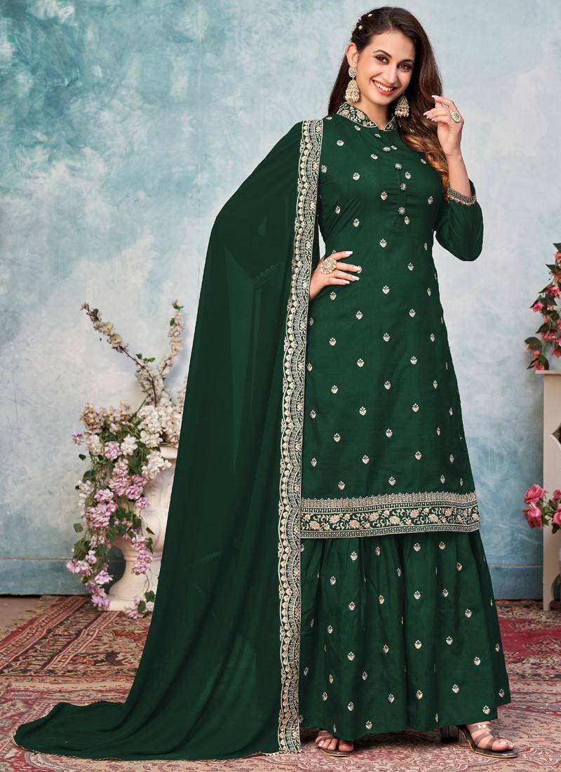 Dark Green Art Silk Pakistani Style Salwar Suit - Vegaa Fashion - 3859693 Dark Green Art Silk Pakistani Style Salwar Suit - Vegaa Fashion - 3859693