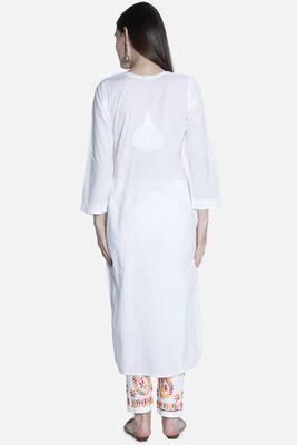 Hand Embroidered White  Cotton Chikankari-Kurtis 2