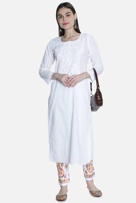 Hand Embroidered White  Cotton Chikankari-Kurtis 5