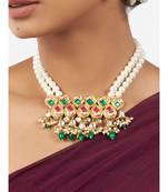 Multi-Color Shell Pearl Necklace with Hydro Polkis, Rubies and Emeralds