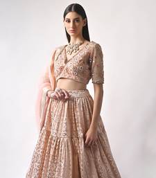 Peach Hand Embroidered Lehenga Set