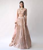 Peach Hand Embroidered Lehenga Set