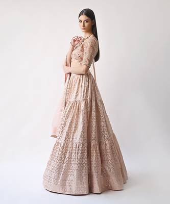 Peach Hand Embroidered Lehenga Set 3