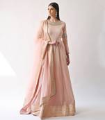 Peach Hand Embroidered Kalidar Anarkali Set