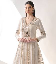 Ivory Hand Embroidered Kalidar Anarkali Set
