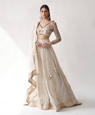 Ivory Hand Embroidered Lehenga Set 1