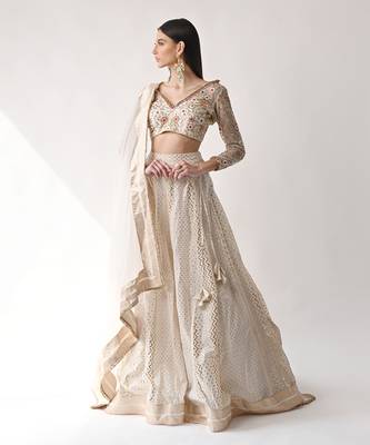 Ivory Hand Embroidered Lehenga Set 2