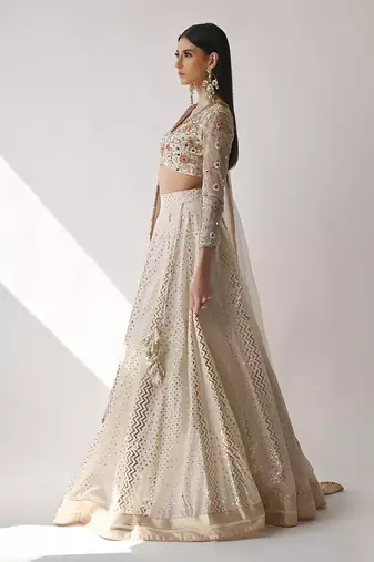 Ivory Hand Embroidered Lehenga Set