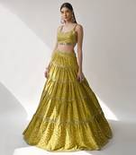 Olive Yellow Embroidered Lehenga Set