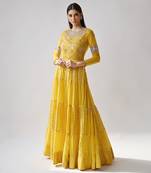 Yellow Hand Embroidered Anarkali Set