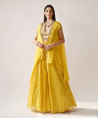 Yellow Chanderi Silk & Organza Sharara Set 2