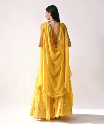 Yellow Chanderi Silk & Organza Sharara Set 4