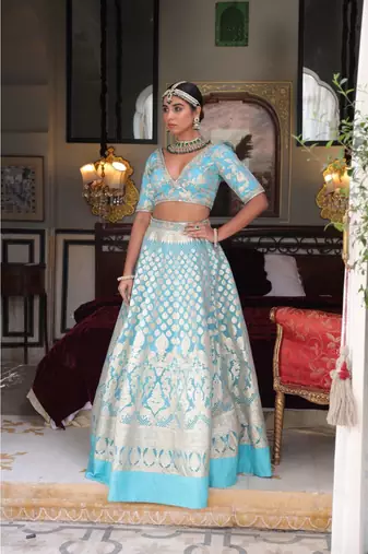 Blue Banarasi Lehenga 