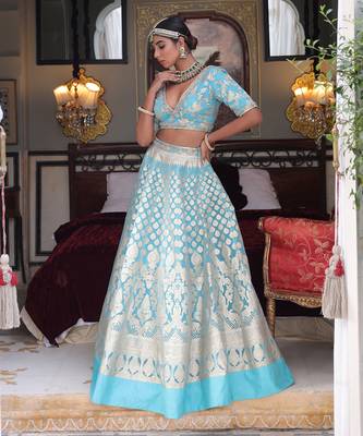 Blue Banarasi Lehenga  4