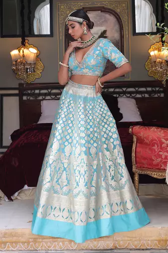 Blue Banarasi Lehenga 