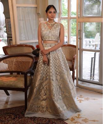 Silver Embroidered Lehenga Set 1
