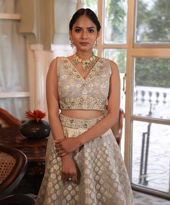 Silver Embroidered Lehenga Set 2