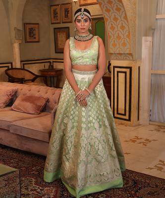Mint Green Embroidered Lehenga Set 1