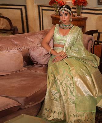 Mint Green Embroidered Lehenga Set 3