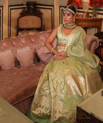 Mint Green Embroidered Lehenga Set 4