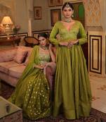 Olive Green Kalidar Anarkali Set
