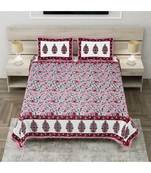 Portezer Bedsheet Port Design Broad Border Indian Tradition  Cotton King Size Luxury Bed Sheet With 2 Pilow Covers